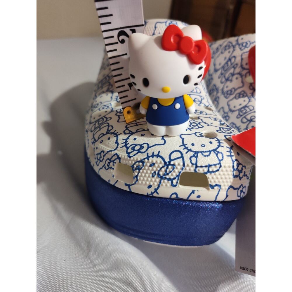 Hello Kitty x Crocs Siren Clog Platform Sandals Blue Glitter Women 11 New - Picture 2 of 16
